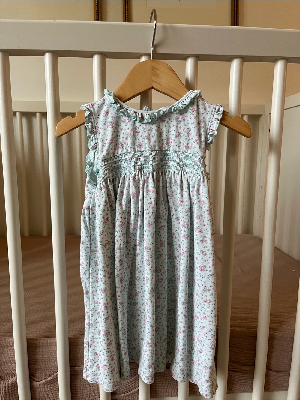 Kissy Kissy Mint Floral Smocked Baby Dress